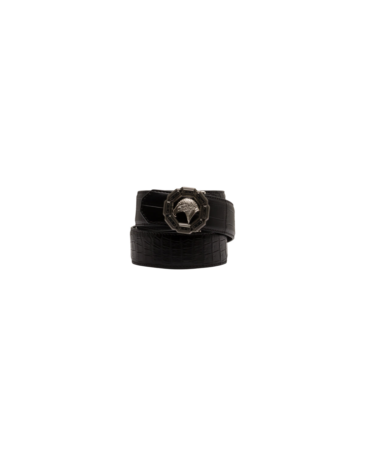 Croco Leather Belt with Metal Buckle
