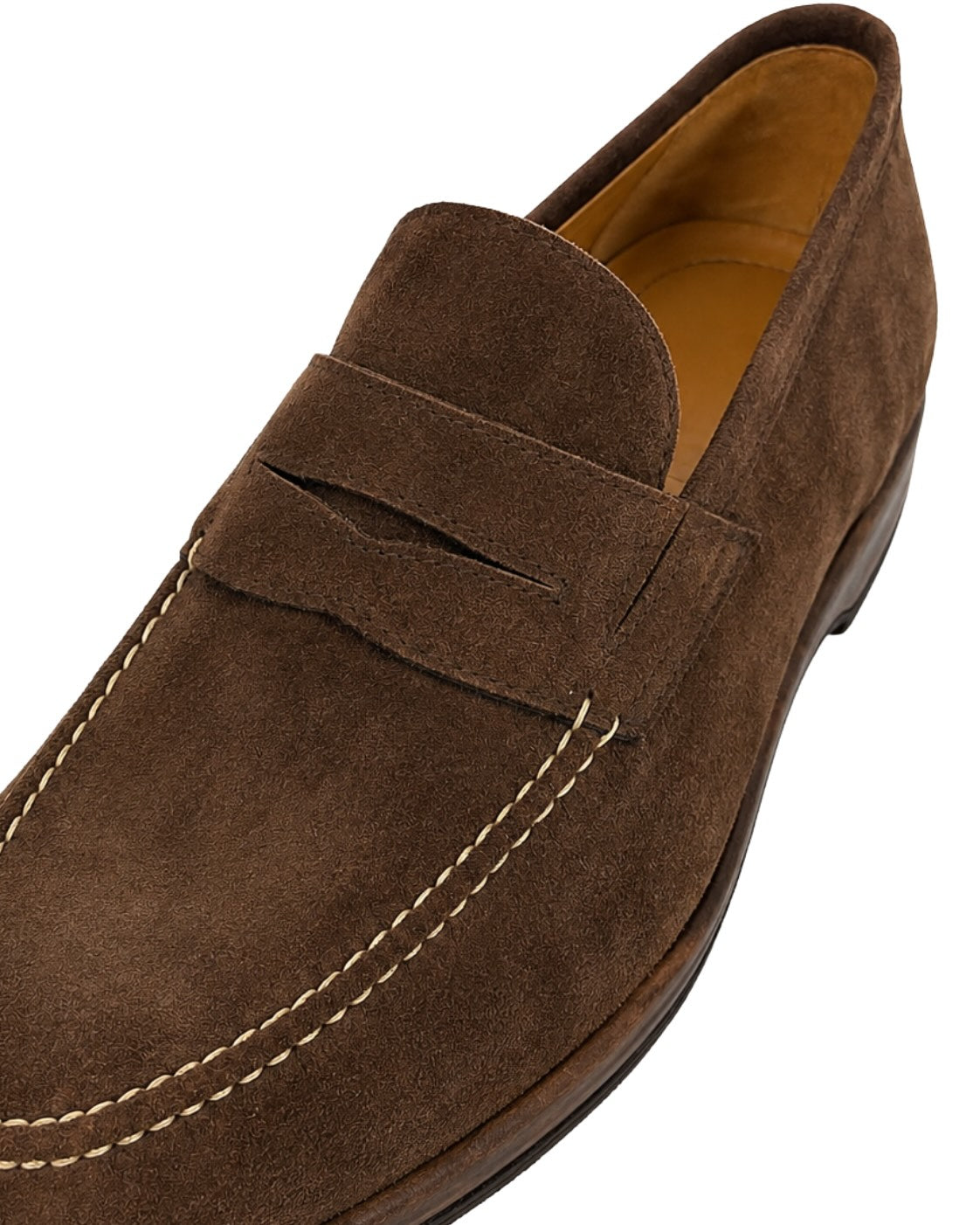 Braune Wildleder-Pennyloafers mit Ledersohle