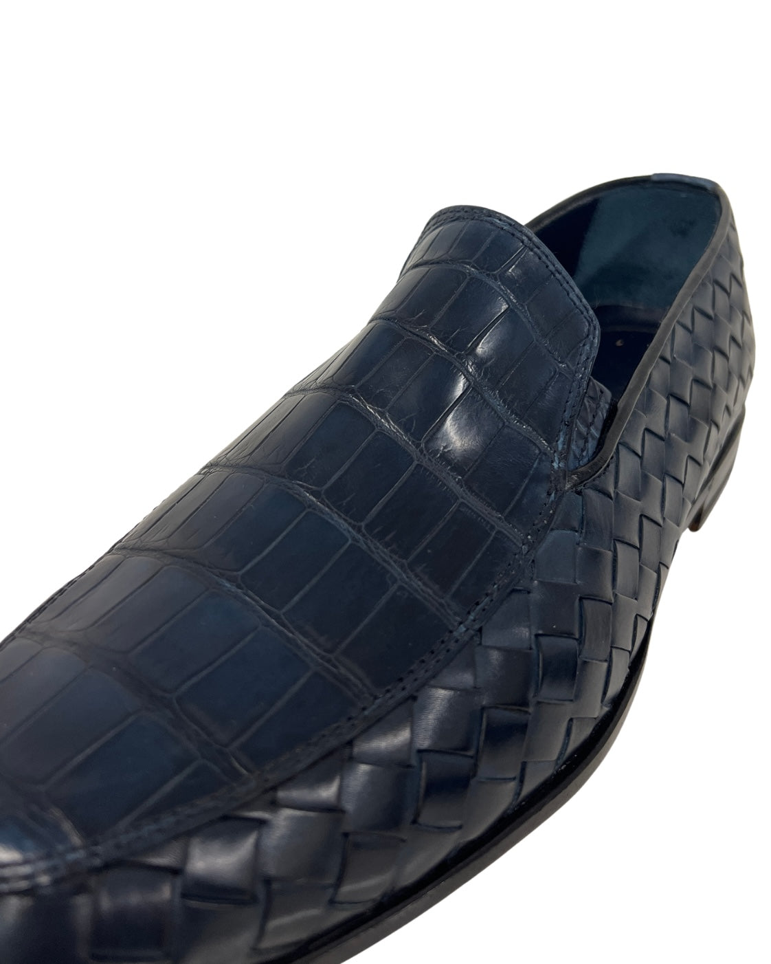 Dark Blue Crocodile Leather Loafers