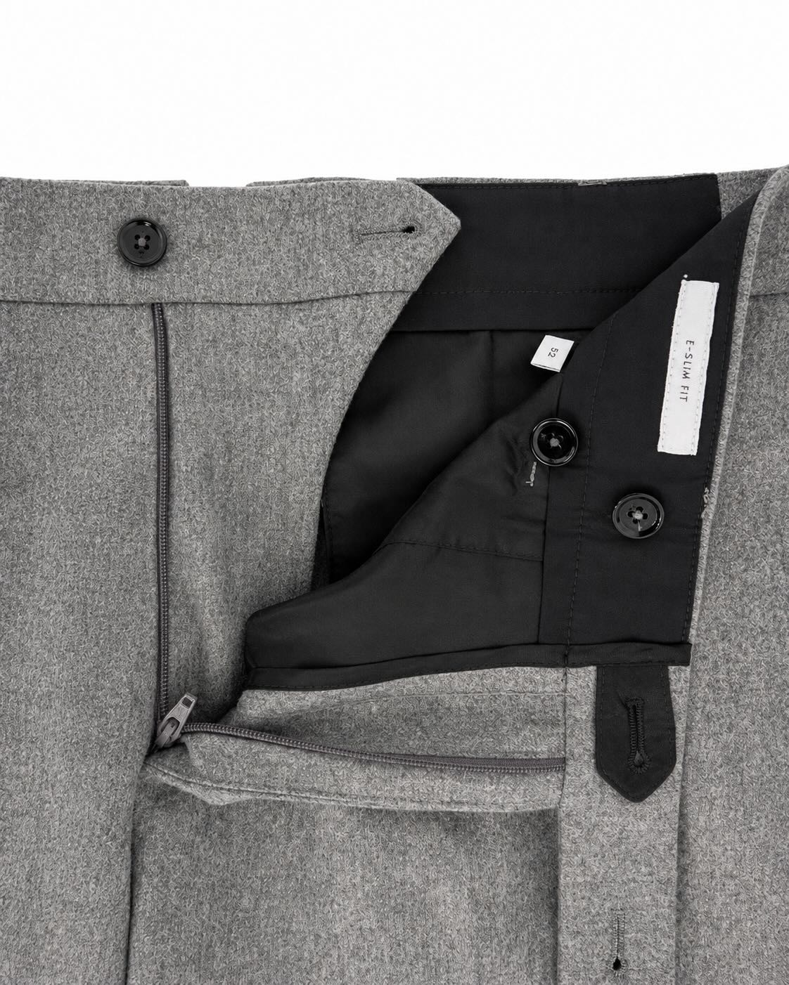 Graue E-Slim-Fit-Hose aus Schurwolle-Kaschmir