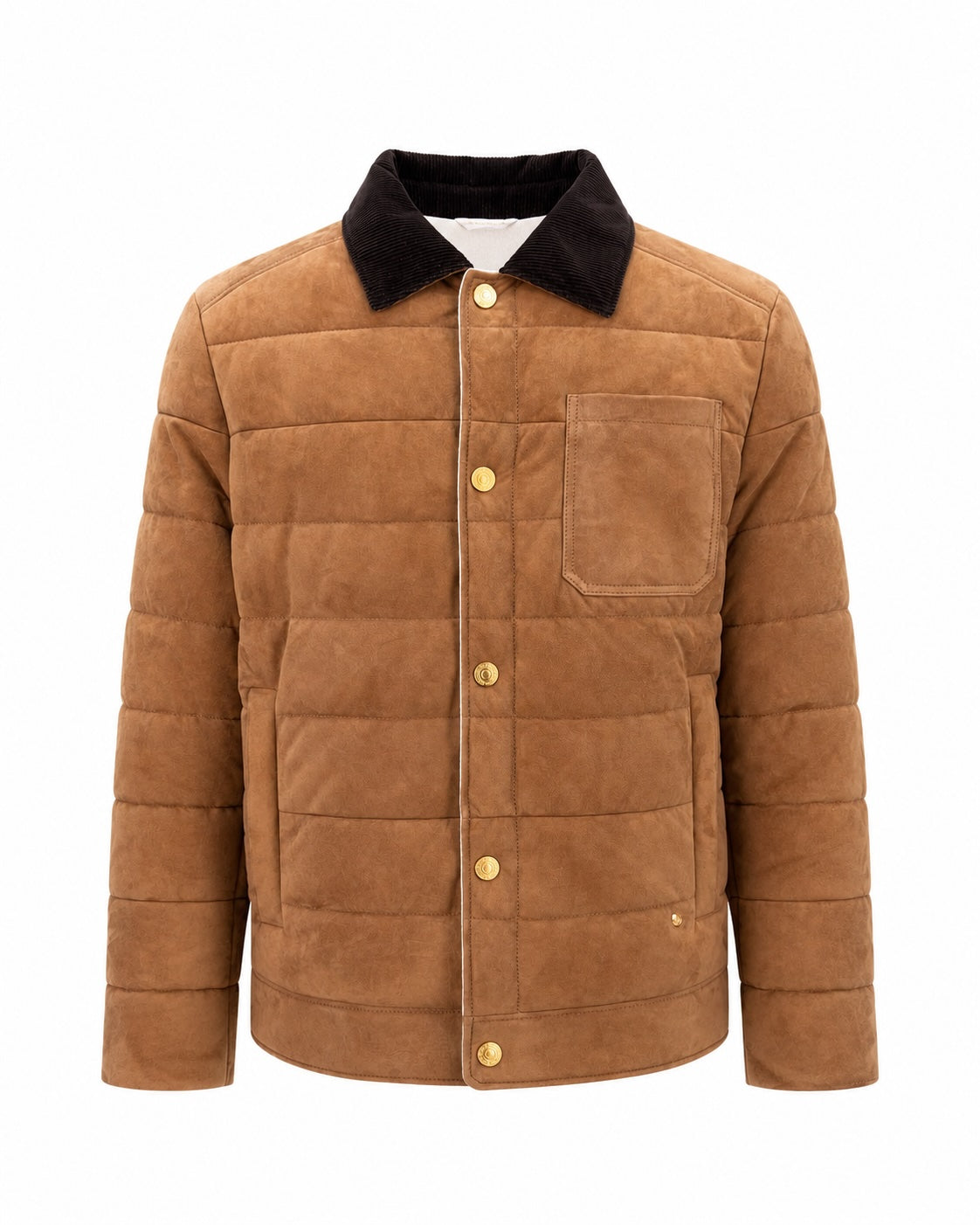 Quilted Cotton-Wool Blouson with Corduroy Collar Meta
