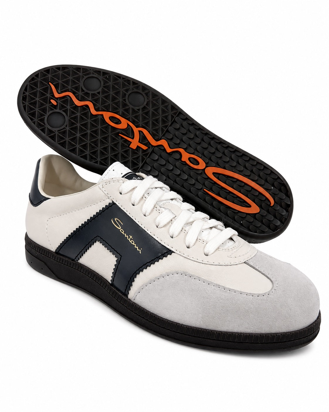 Retro Sneakers in Calf Leather with Suede Accents