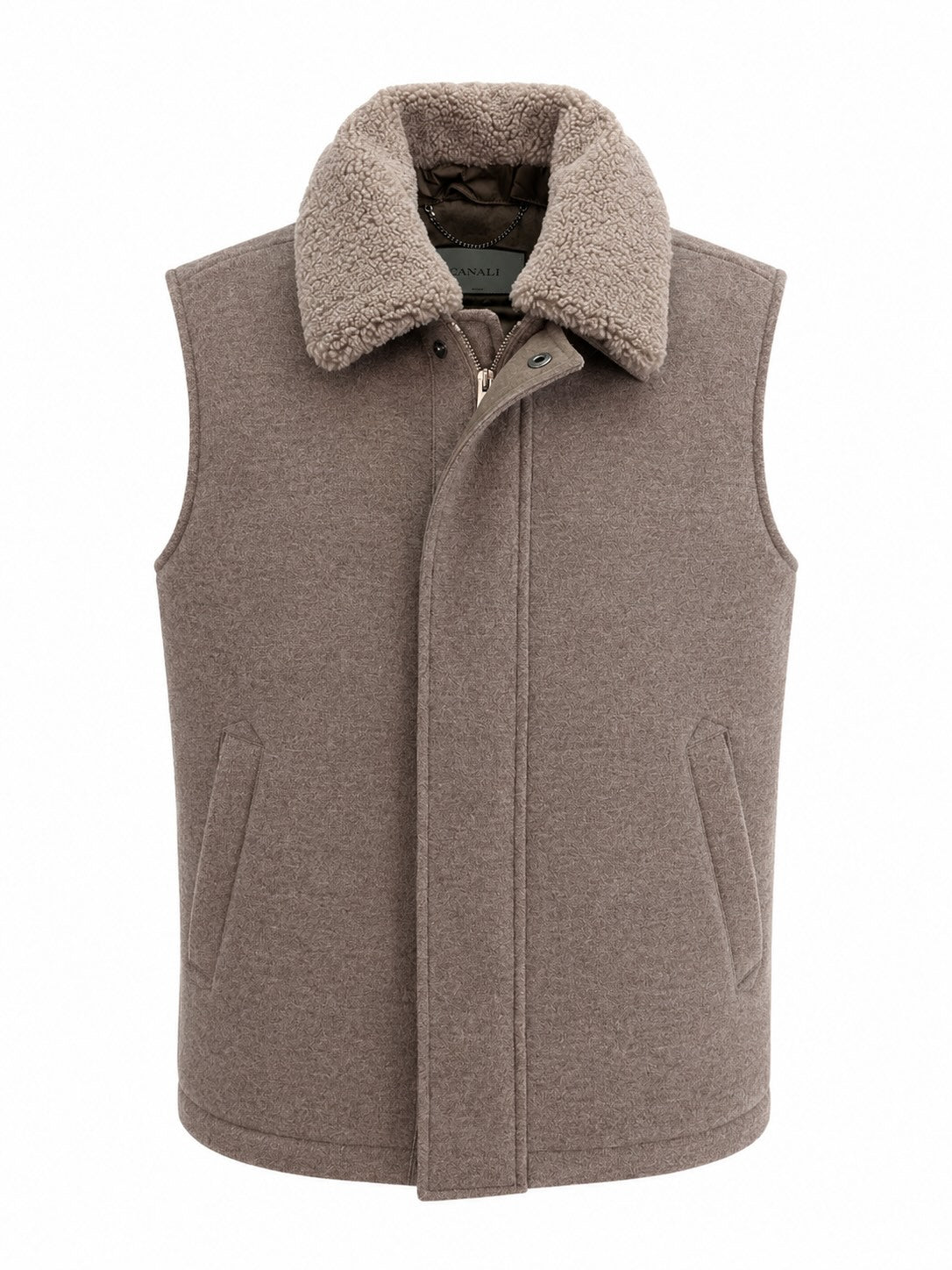 Woll-Kaschmir-Gilet mit Kontrastkragen