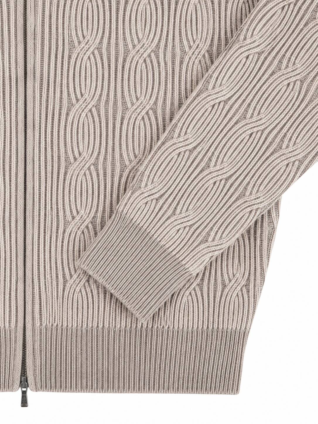Kaschmir-Strickjacke mit Zopfmuster und Reißverschluss