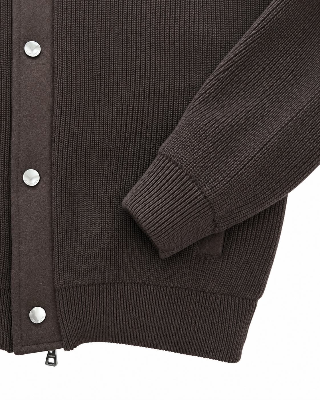 Dark Brown Virgin Wool Blouson with Hood