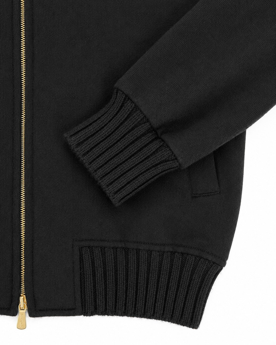 Black Blouson with Stand Collar and Gold-Tone Zip