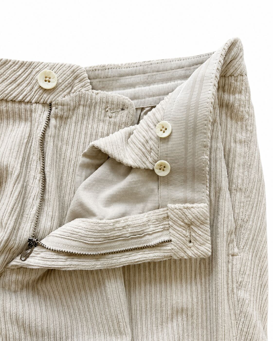 Cotton Corduroy Trousers in Beige