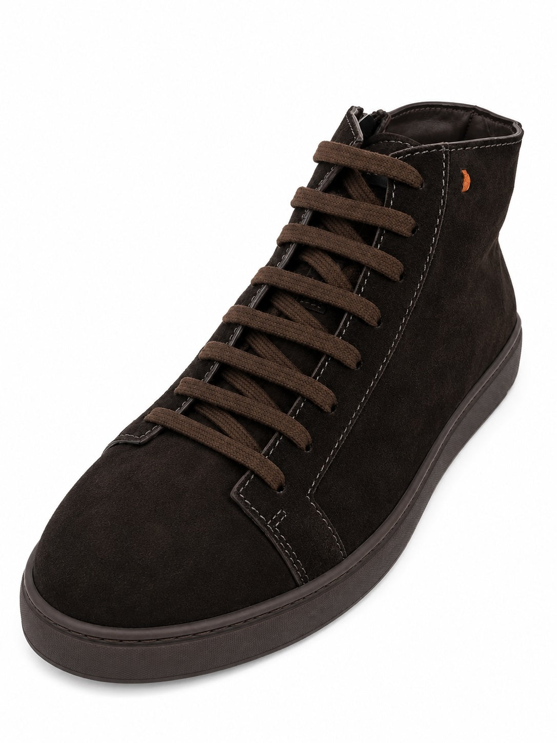 Dunkelbraune High-Top-Sneakers aus Kalbsleder