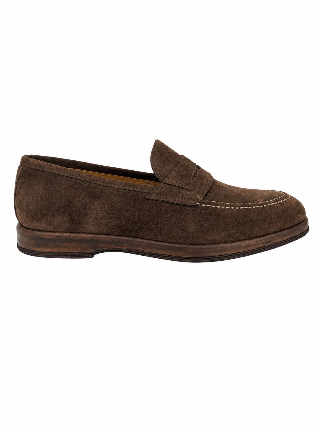 Braune Wildleder-Pennyloafers mit Ledersohle
