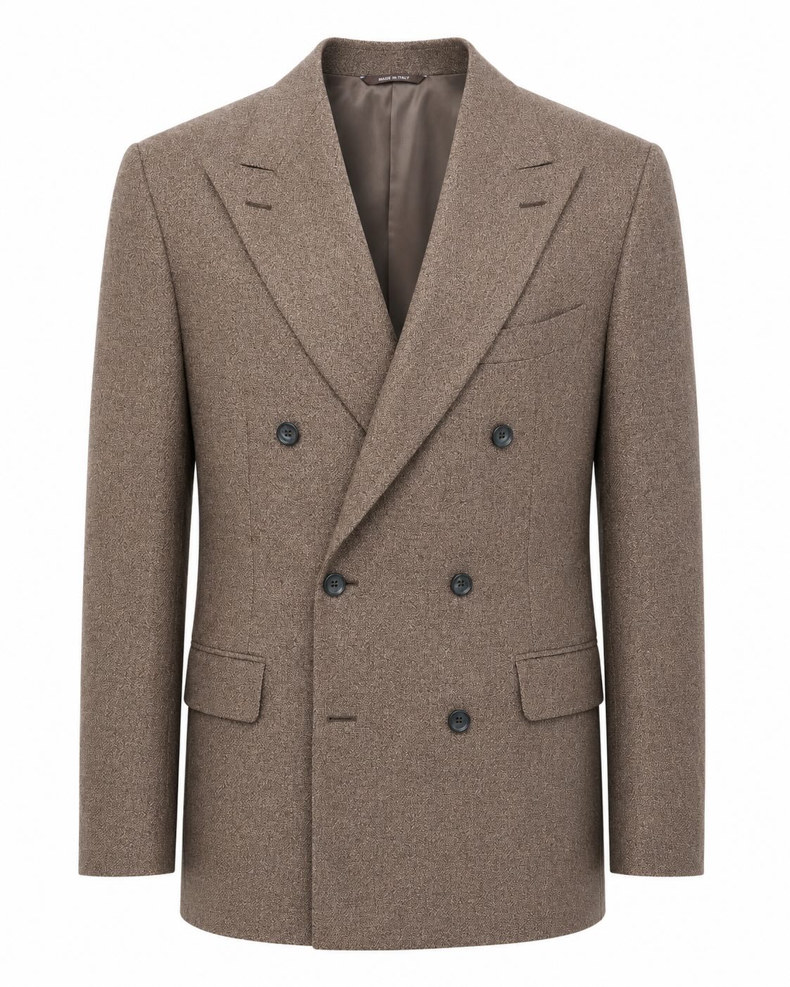 Zweireihiger Blazer aus Seide und Kaschmir in Taupe
