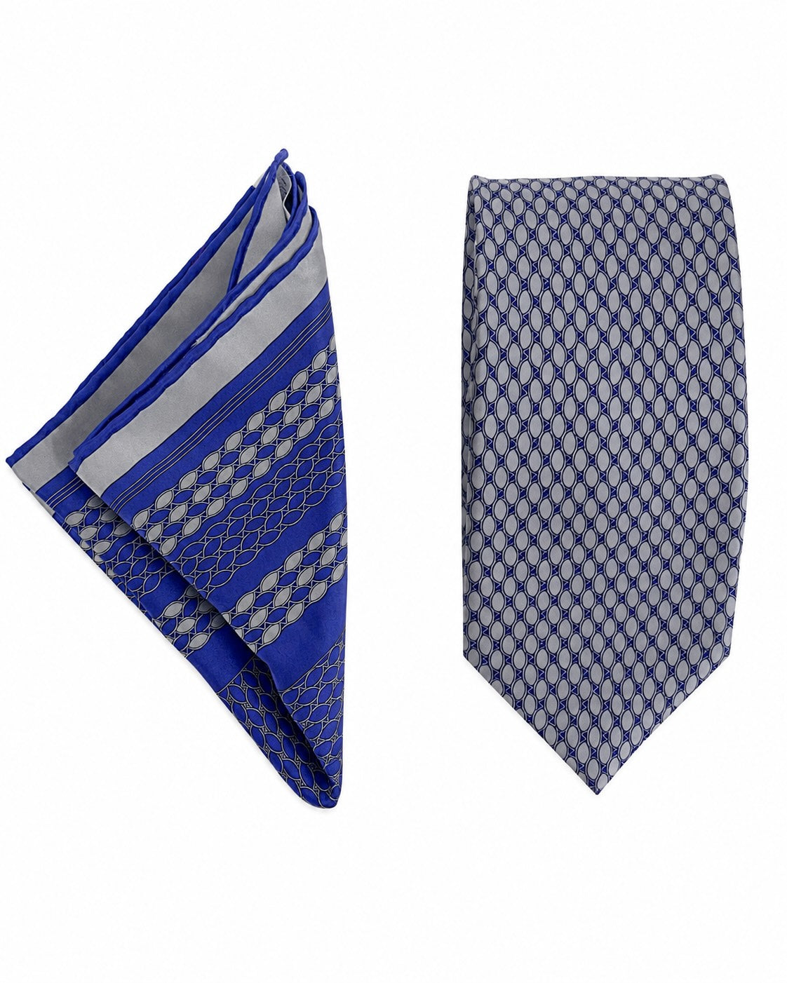 Silk Tie Set with Geometric Pattern