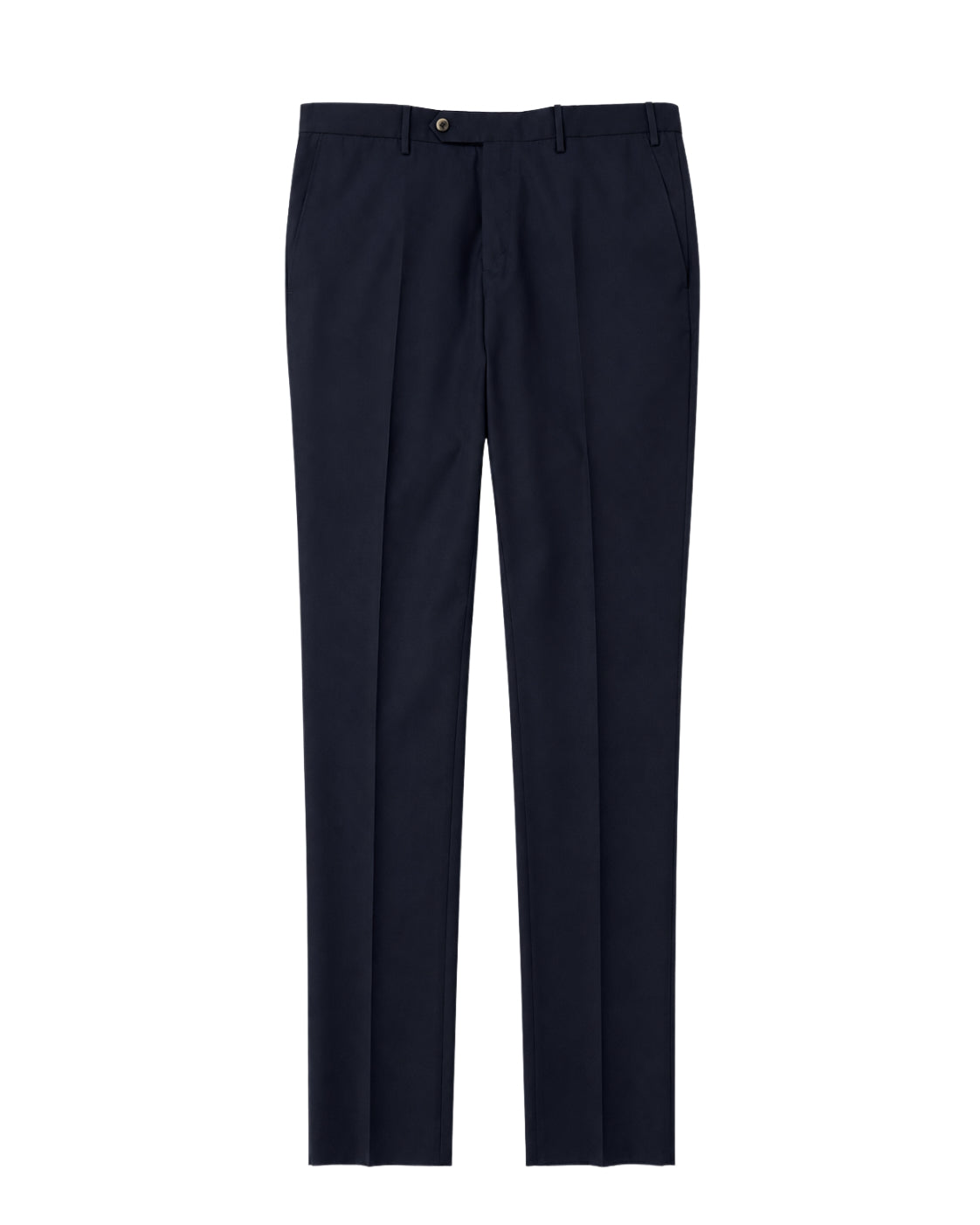 Navy Wool Trousers with Pressed Creases