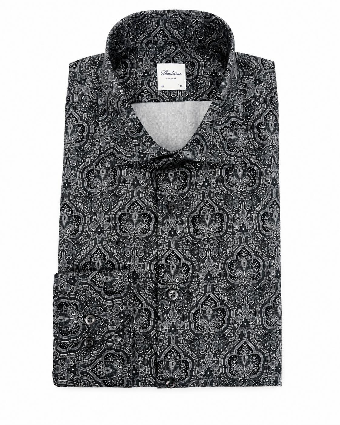 Regular Fit Cotton Shirt with Paisley Pattern