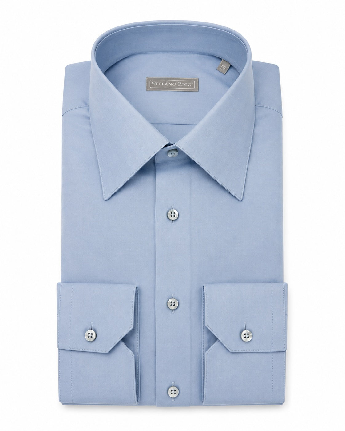Light Blue Cotton Shirt with Cutaway Collar