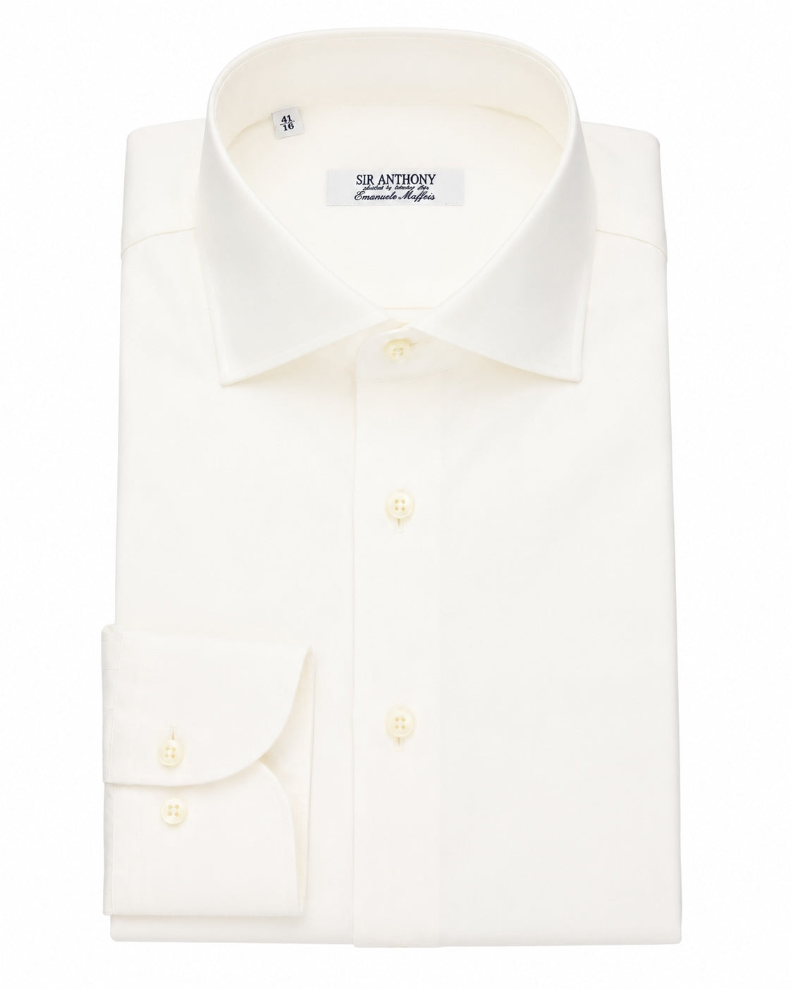 Cotton Shirt with Cutaway Collar in Ivory