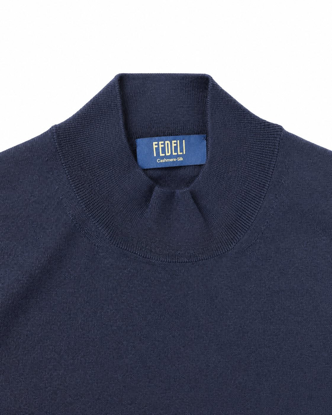 Cashmere Silk Turtleneck Sweater in Navy