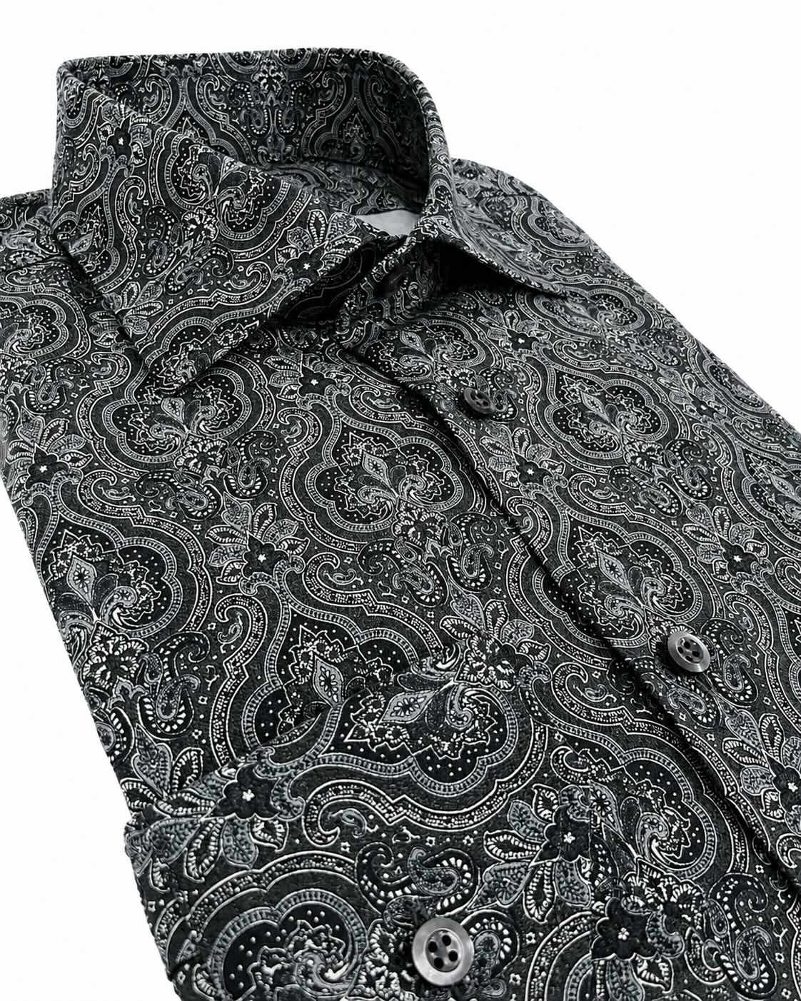 Regular Fit Cotton Shirt with Paisley Pattern