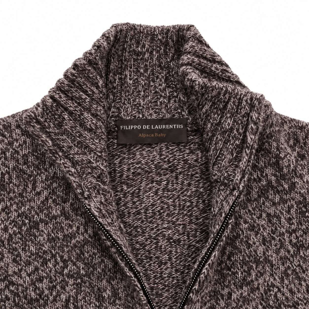 Merino-Alpaka-Strickpolo mit halbem Reißverschluss