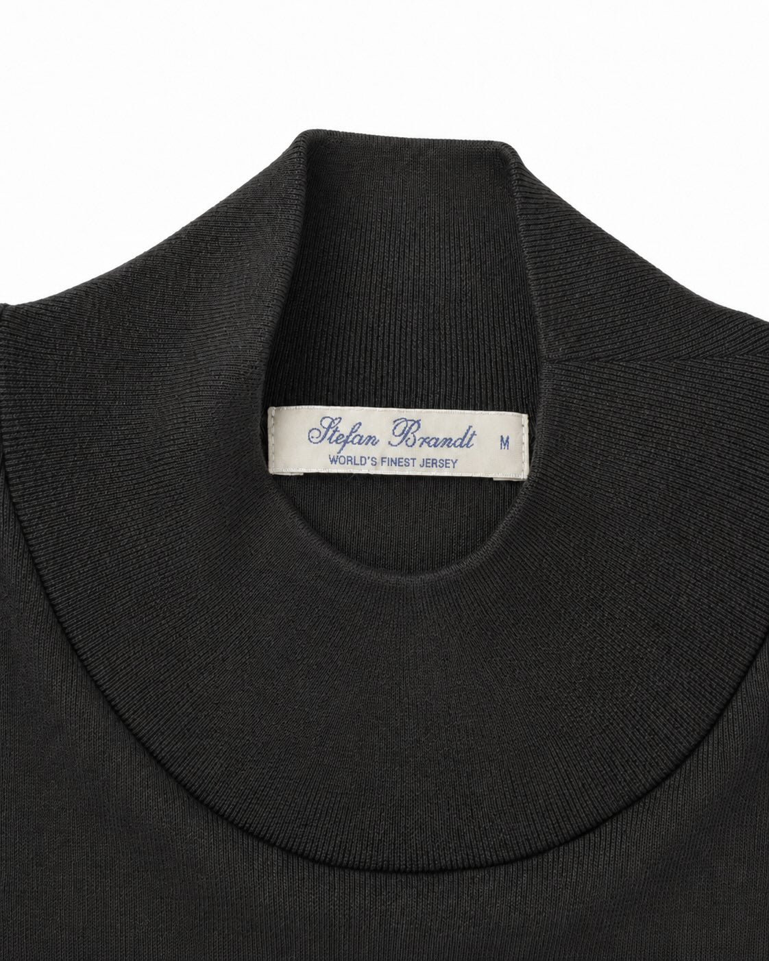 Baumwoll-T-Shirt mit Mock-Neck in Dunkelgrau