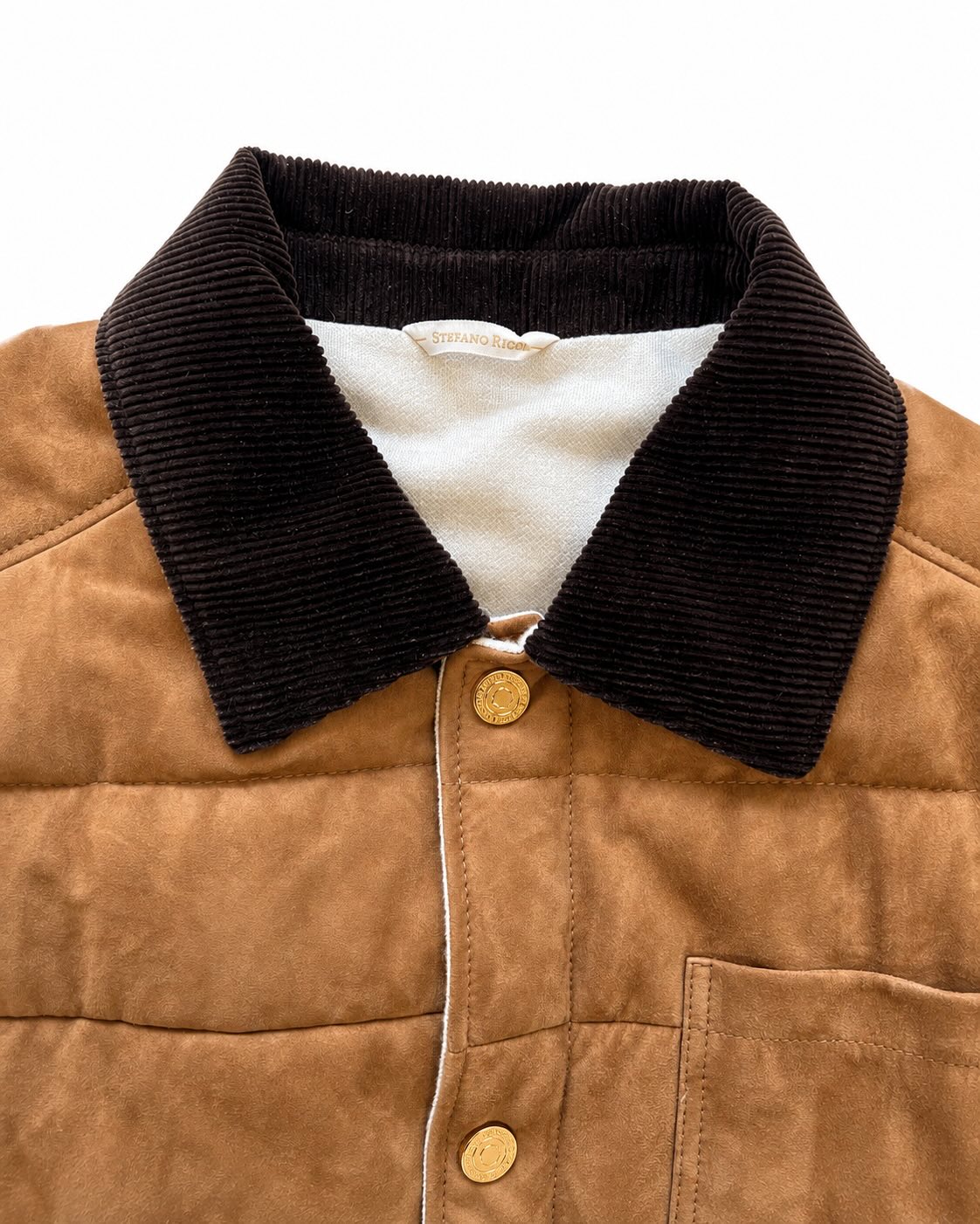 Quilted Cotton-Wool Blouson with Corduroy Collar Meta