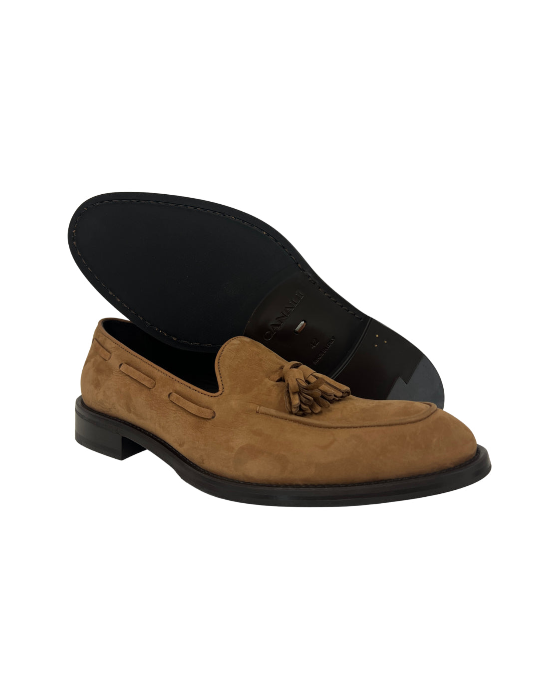 Loafer aus Nubukleder mit Quaste und Bologna-Machart