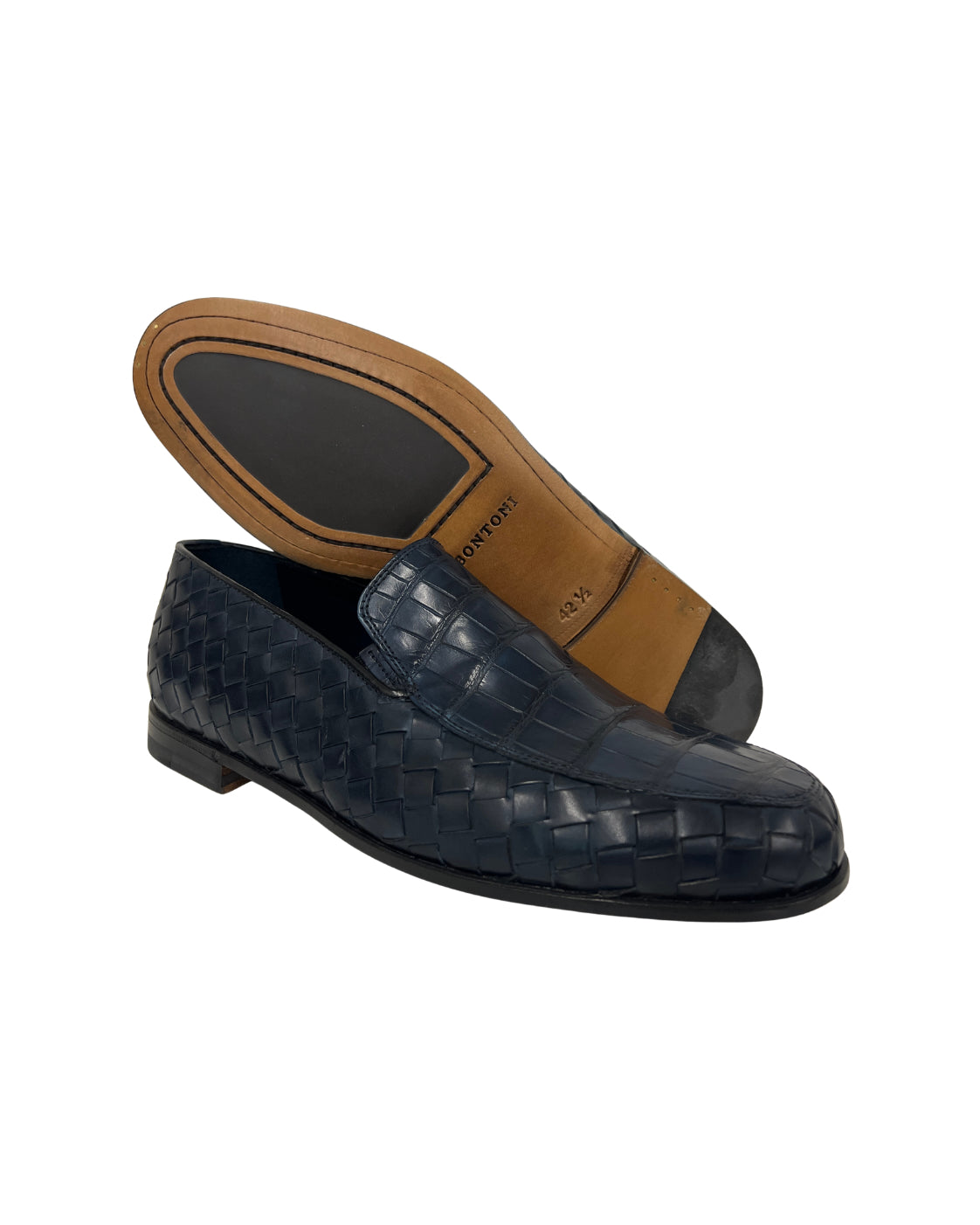 Dark Blue Crocodile Leather Loafers